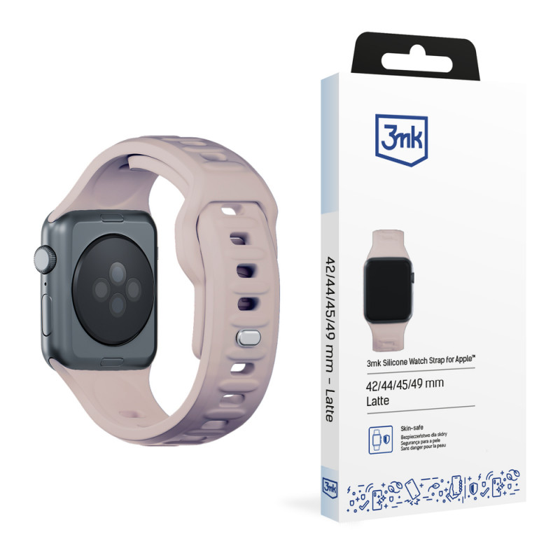 3mk silikona pulksteņa siksniņa Apple Watch 42/44/45/49 mm, rozā bēšā / latte