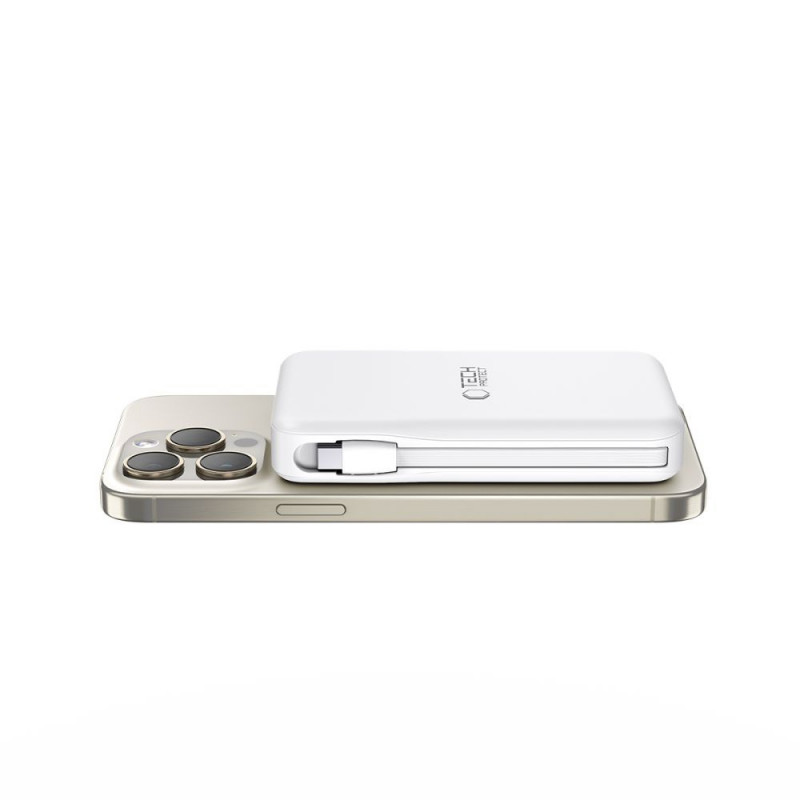 Tech-Protect PB31 LifeMag MagSafe pārnēsājamais akumulators 10000 mAh, 15 W, balts