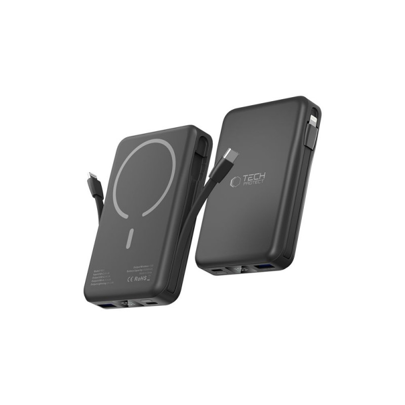 Tech-Protect PB31 LifeMag MagSafe pārnēsājamais akumulators 10000 mAh, 15 W, melns
