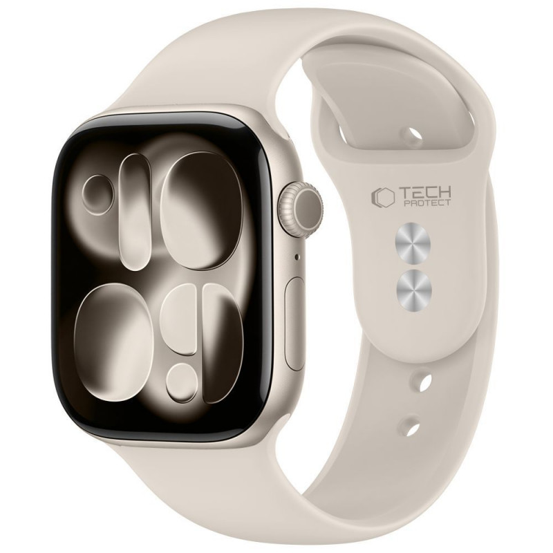 Tech-Protect silikona siksniņa Apple Watch 4/5/6/7/8/9/SE/10 (38/40/41/42 mm), Starlight