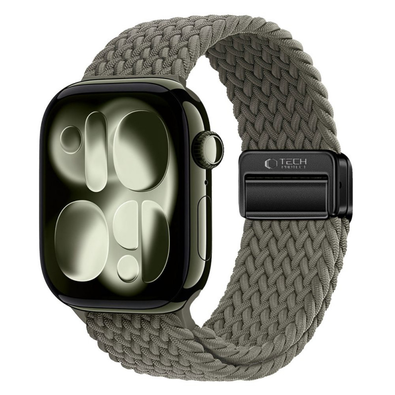 Tech-Protect Nylonmag siksniņa Apple Watch 4/5/6/7/8/9/SE/Ultra 1/2, 42/44/45/49 mm, Olive Grey