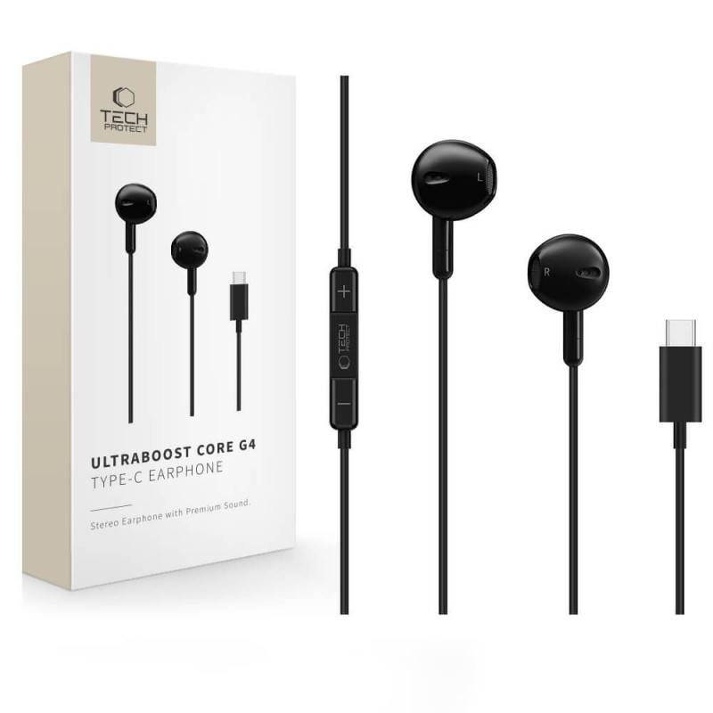 Tech-Protect Ultraboost Core G4 USB-C vadu austiņas, melnas