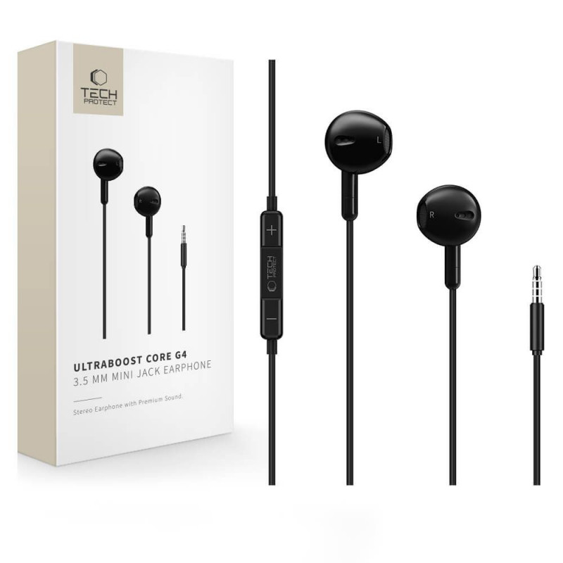 Tech-Protect Ultraboost Core G4 Mini Jack 3.5 mm vadu austiņas, melnas