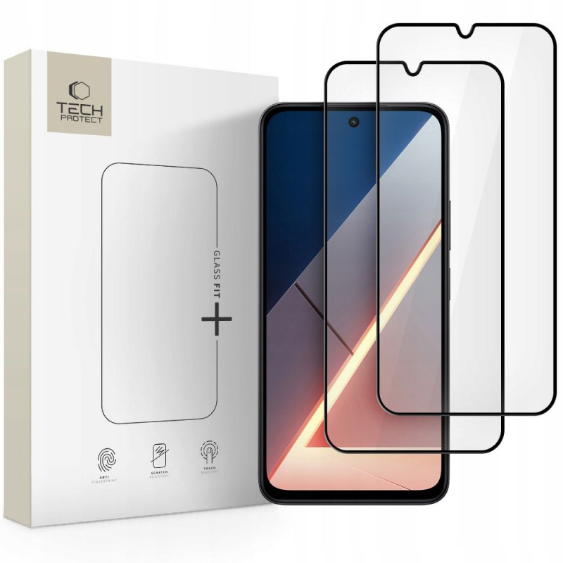 Tech-Protect Glass Fit+ rūdītais stikls Xiaomi Poco M7, melns (2 gab.)