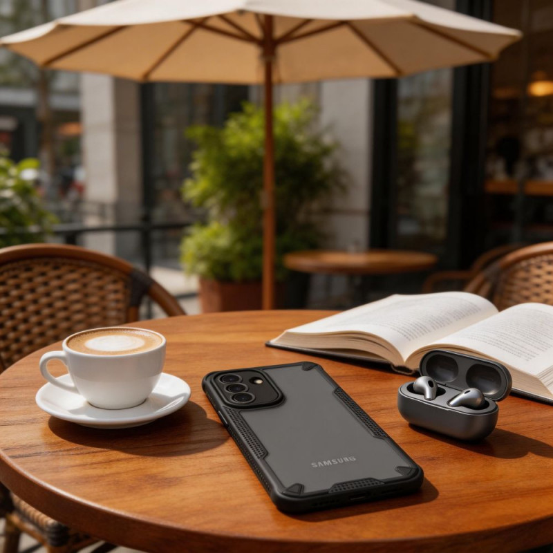 Tech-Protect izturīgais aizsargapvalks Samsung Galaxy A57 5G, matēti melns