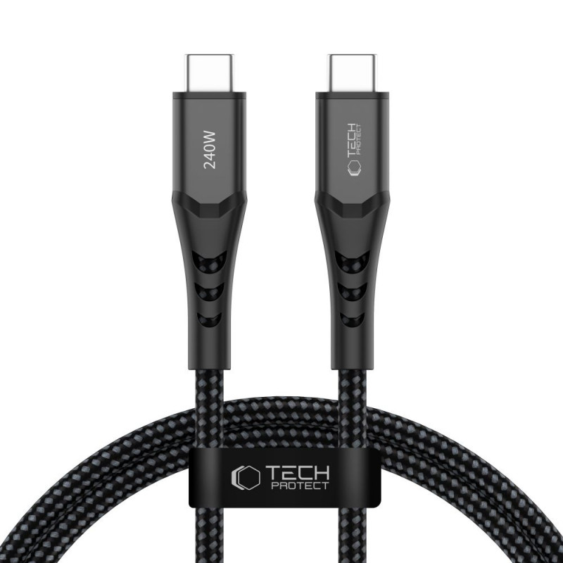 Tech-Protect Ultraboost UB11T USB-C uz USB-C kabelis PD 240W, 100 cm, melns