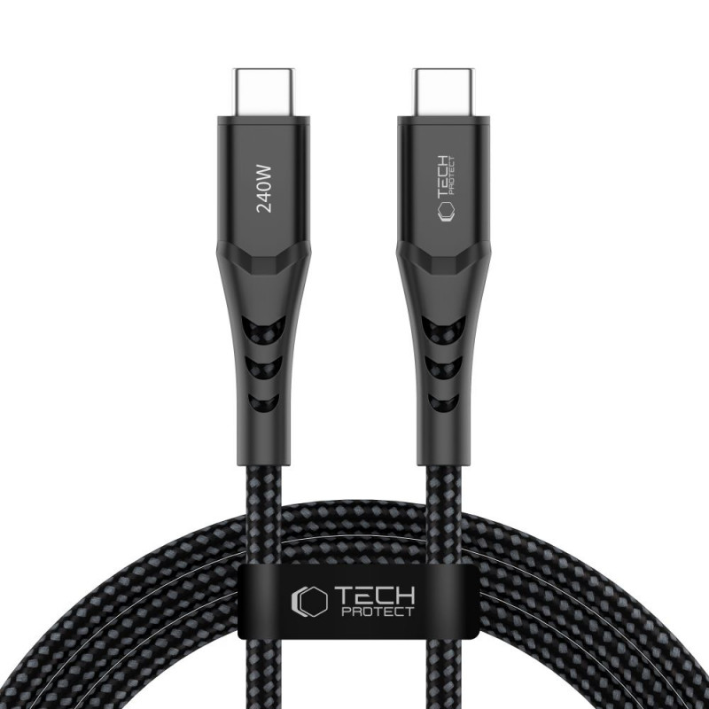Tech-Protect Ultraboost UB11T USB-C uz USB-C kabelis PD 240W, 200 cm, melns