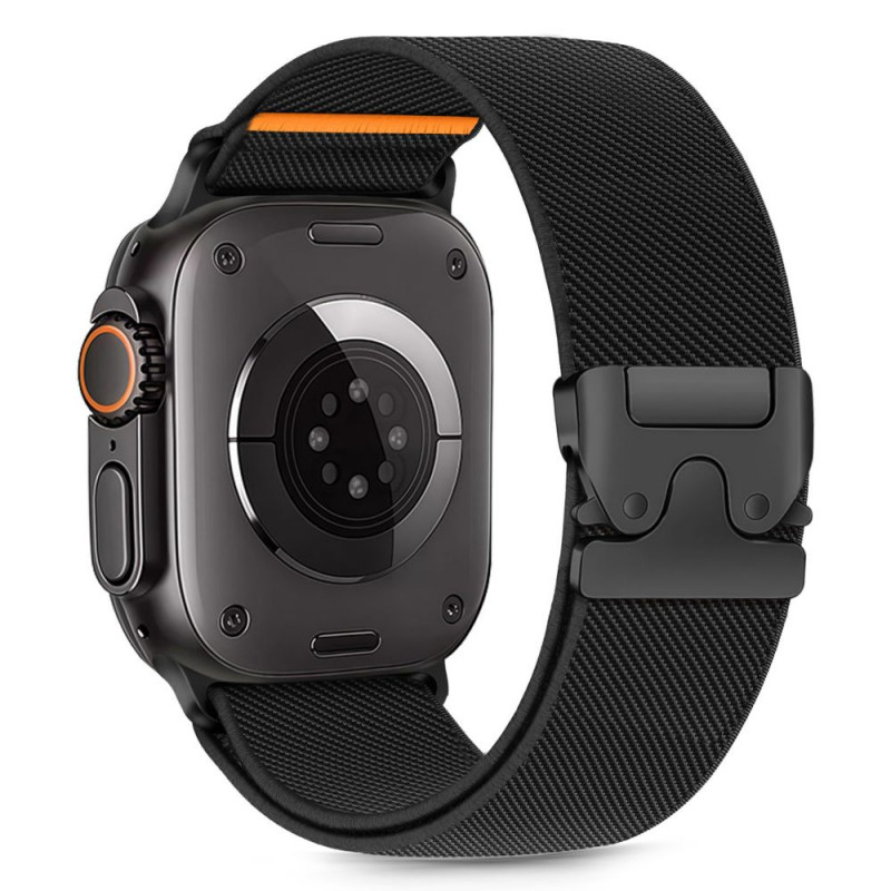Tech-Protect Nylon Clasp pulksteņa siksniņa ar sprādzi Apple Watch 6 / 7 / 8 / 9 / 10 / SE / Ultra 1 / 2 44/45/46/49 mm, melna