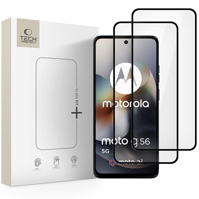 Tech-Protect Glass Fit+ rūdītais stikls Motorola Moto G56 5G (2 gab.), melns