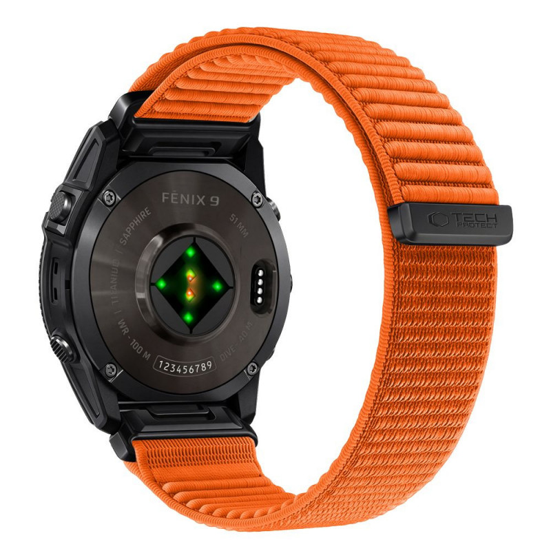 Tech-Protect NylonLoop Garmin Fenix 5X / 5X Plus / 6X / 6X Pro / 7X / 8 / 8 Pro / 9 / 9 Pro pulksteņa siksniņa (51 mm), Signal Orange