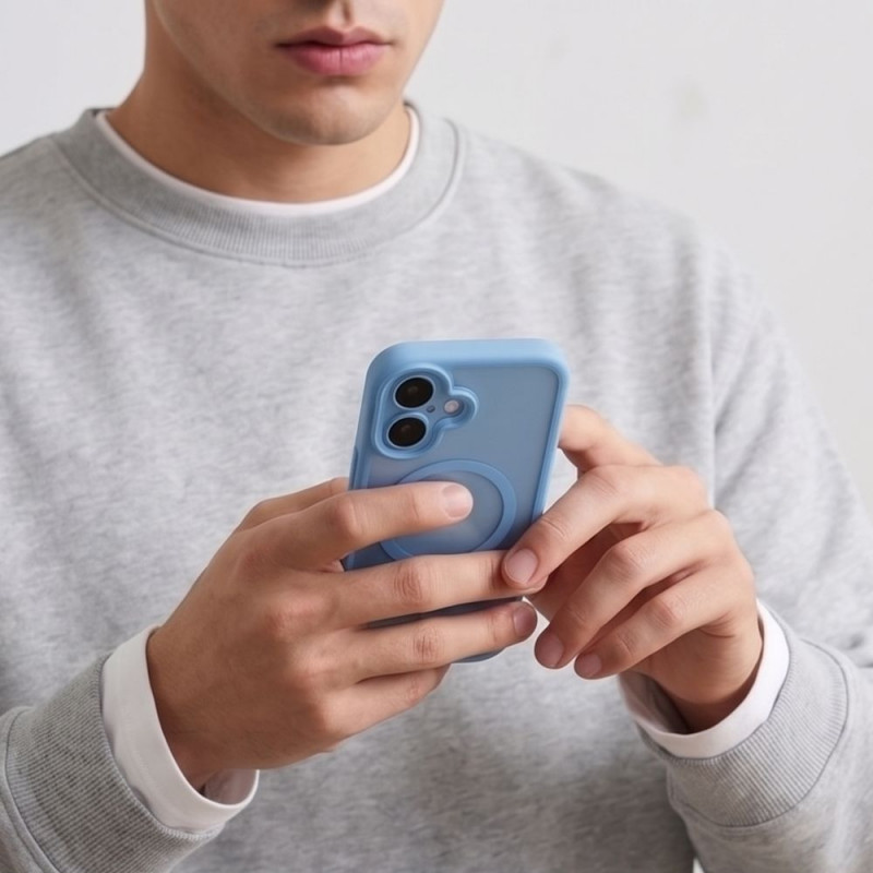 Tech-Protect MagPeak MagSafe CC vāciņš Apple iPhone 17, matēti miglas zils