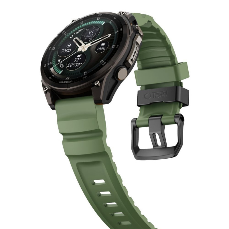 Tech-Protect Motion Garmin Fenix 5X / 5X Plus / 6X / 6X Pro / 7X / 8 / 8 Pro / 9 / 9 Pro pulksteņa siksna (47 mm), Military Green