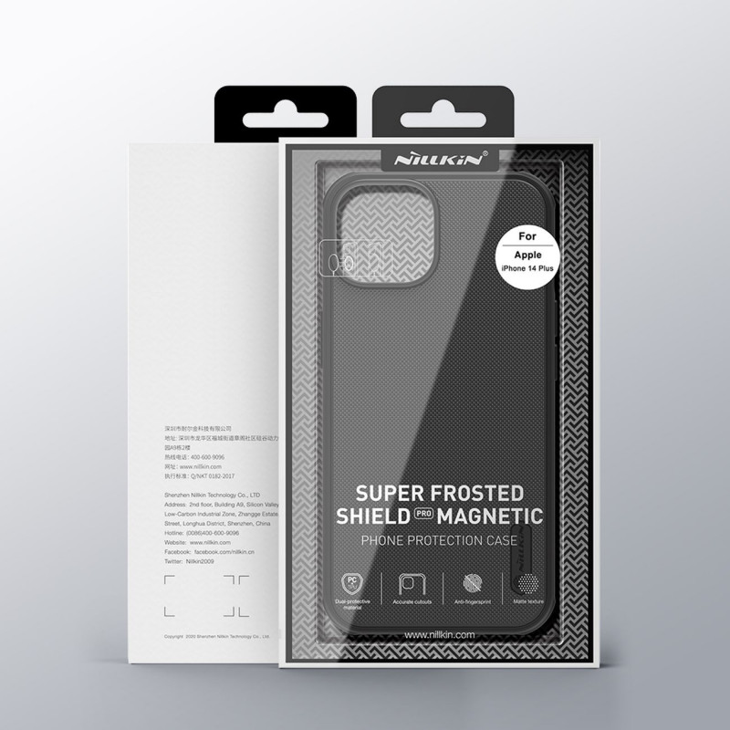 Nillkin Super Frosted Shield Pro Magnetic MagSafe apvalks Apple iPhone 14 Plus / 15 Plus, melns