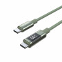 Choetech XCC-1068 PD 60W USB-C uz USB-C kabelis ar displeju, 1,2 m, zaļš