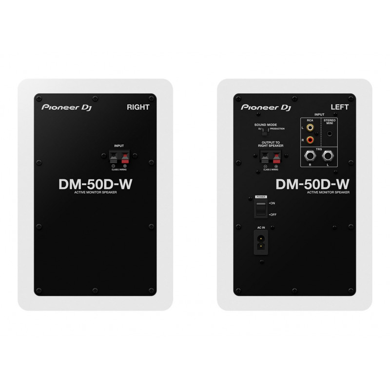 Pioneer DJ DM-50D-W aktīvais monitora skaļrunis, 5 collas, 25 W (2 gab.), balts