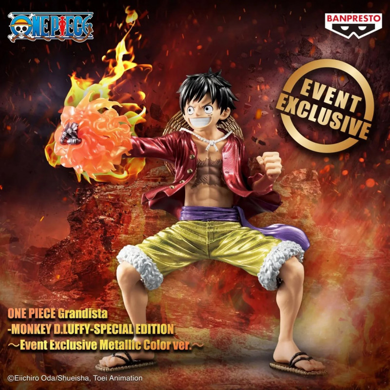 Bandai Banpresto Event Exclusive Grandista One Piece - Monkey D. Luffy Metallic Color kolekcionējama figūra