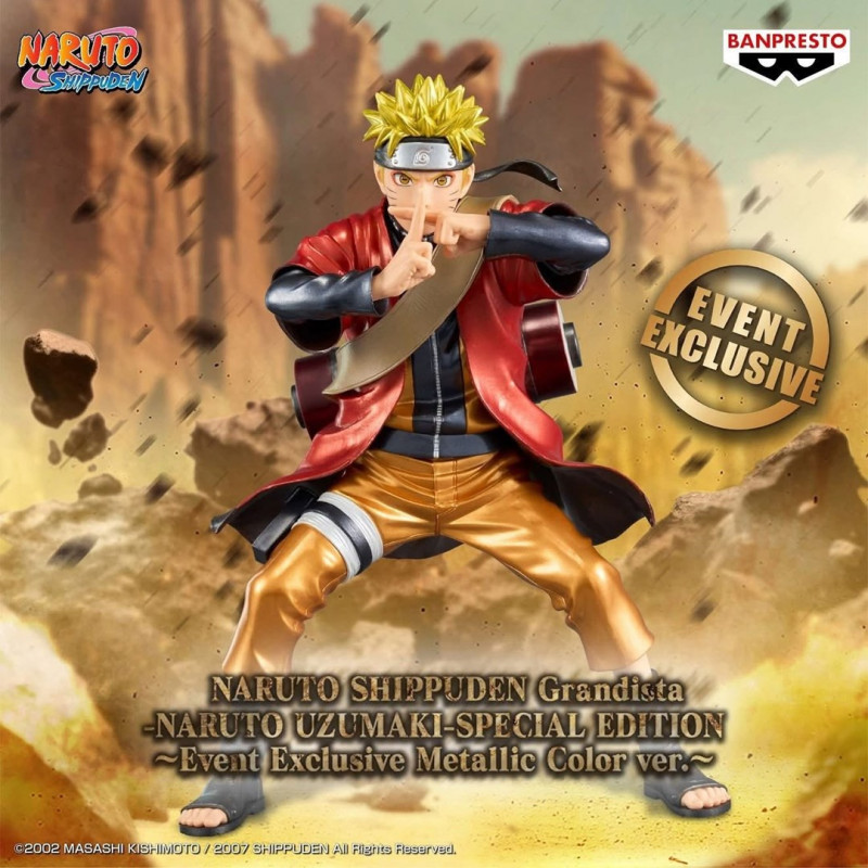 Bandai Banpresto Event Exclusive Grandista Naruto - Naruto Uzumaki Metallic Color, kolekcionējama figūra