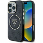 Guess GUHMP16LHG4PRTGK IML Metal Glitter 4G Circle Triangle MagSafe vāciņš Apple iPhone 16 Pro, melns