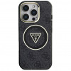 Guess GUHMP16LHG4PRTGK IML Metal Glitter 4G Circle Triangle MagSafe vāciņš Apple iPhone 16 Pro, melns