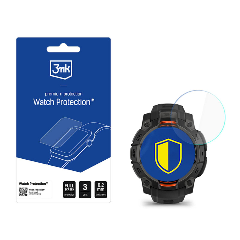 3MK FlexibleGlass Watch Garmin Instinct 3 Tactical Edition 45 mm (Solar) hibrīda ekrāna aizsargplēve