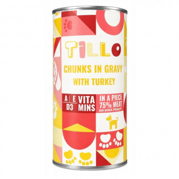 TILLO Chunks in gravy Turkey mitrā barība suņiem ar tītaru, 1250 g