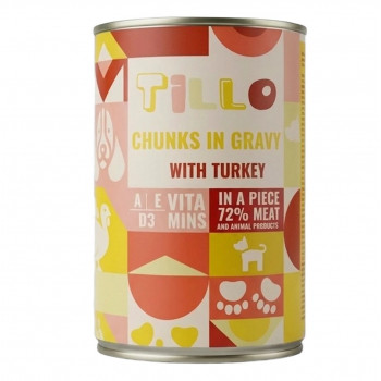 TILLO Chunks in gravy Turkey mitrā suņu barība, 415 g