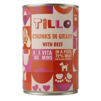 TILLO Chunks in gravy Beef mitrā suņu barība, 415 g
