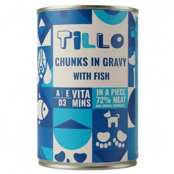 TILLO Chunks in gravy Fish mitrā barība suņiem, 415 g
