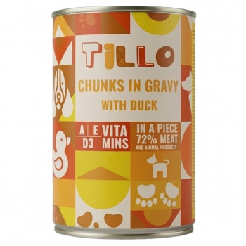 TILLO Chunks in gravy Duck mitrā suņu barība, 415 g