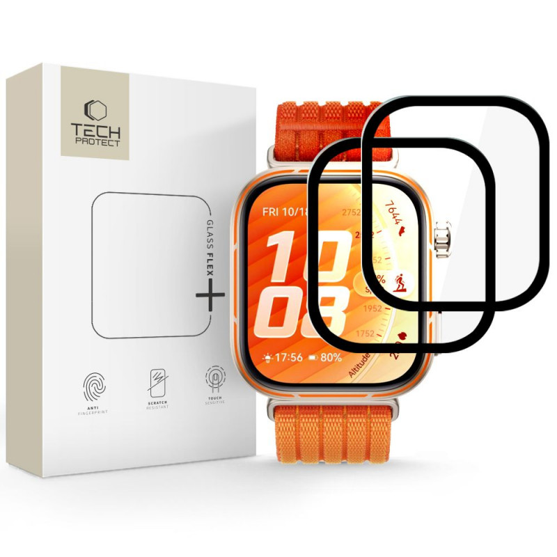 Tech-Protect Glass Flex+ Huawei Watch Fit 5 Pro hibrīdstikls, melns (2 gab.)