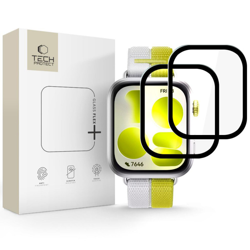 Tech-Protect Glass Flex+ Huawei Watch Fit 5 hibrīdstikls, melns (2 gab.)
