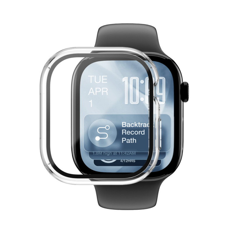 AmazingThing Radix FullGuard stikla ekrāna aizsargplēve ar apvalku Apple Watch Series 11 46 mm, caurspīdīga