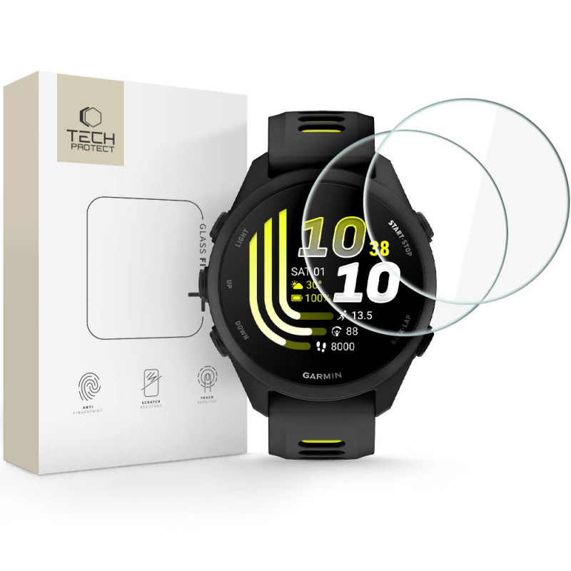 Tech-Protect Glass Fit+ rūdītais stikls priekš Garmin Forerunner 70 / 170, caurspīdīgs (2 gab.)