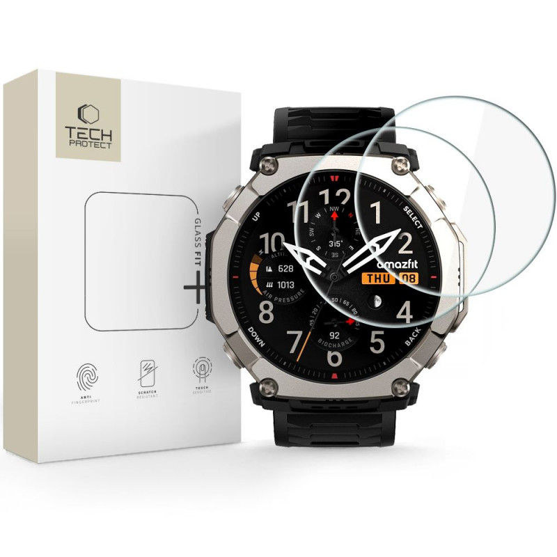 Tech-Protect Glass Fit+ rūdītais stikls Amazfit T-Rex Ultra 2 (2 gab.), caurspīdīgs