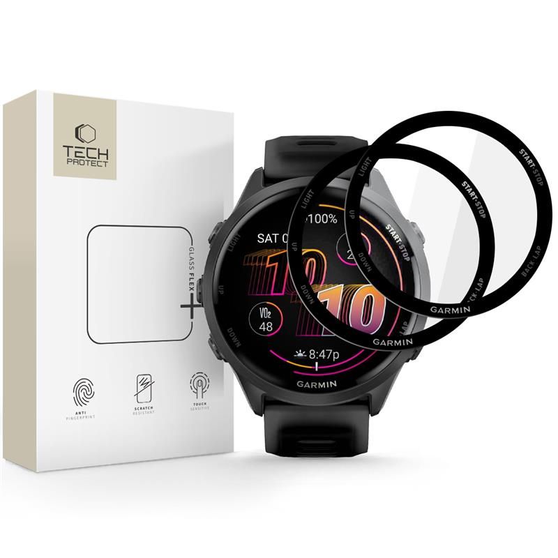 Tech-Protect Glass Flex+ hibrīda stikls Garmin Forerunner 970 / 570 47 mm (2 gab.), melns