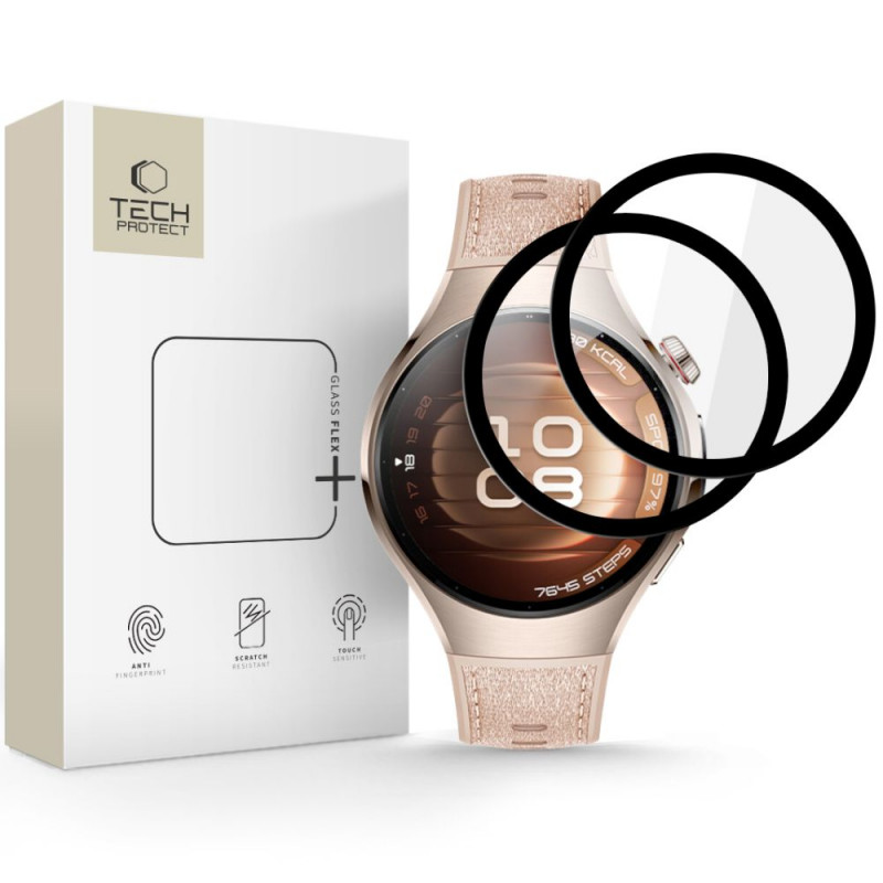 Tech-Protect Glass Flex+ hibrīdais stikls Huawei Watch 5 42 mm (2 gab.), melns