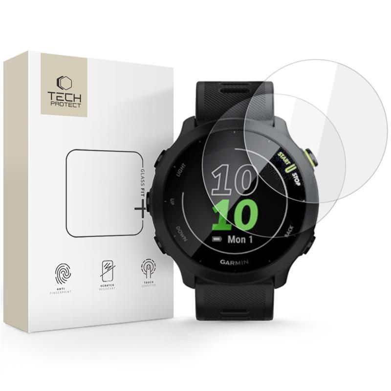 Tech-Protect Glass Fit+ rūdītais stikls priekš Garmin Forerunner 55 (2 gab.), caurspīdīgs