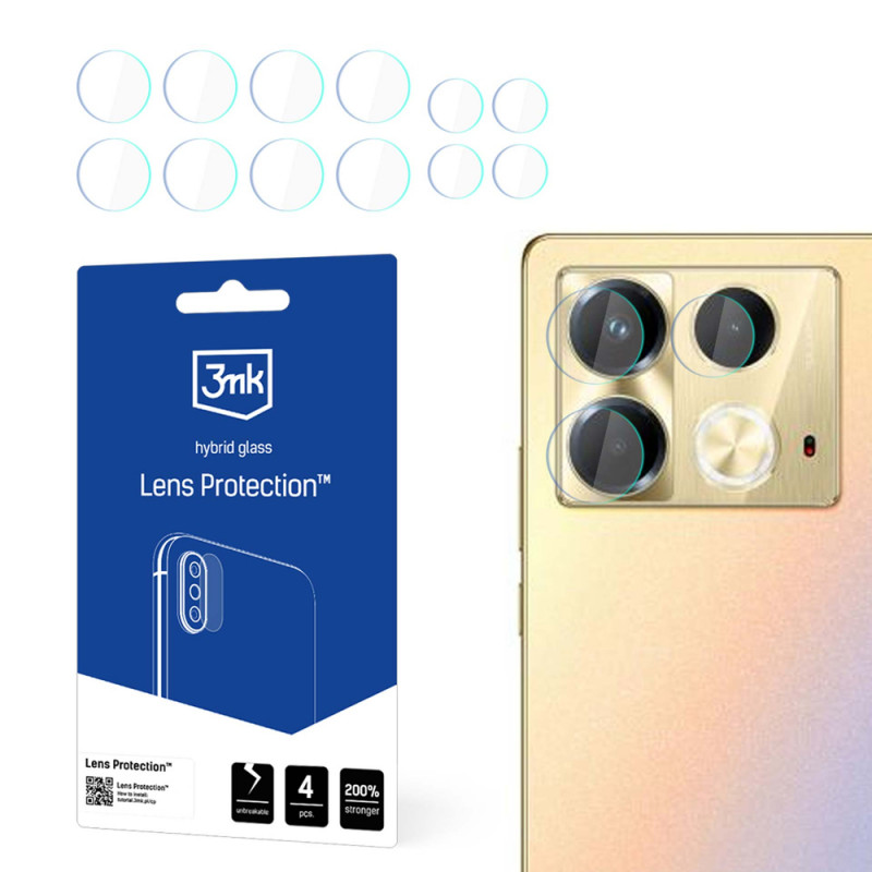 3MK Lens Protection hibrīdstikla kameras objektīva aizsargs Infinix Note 40 (4 gab.), caurspīdīgs