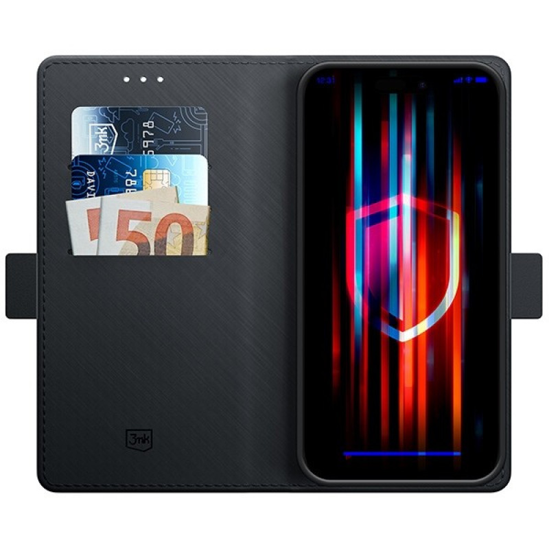 3MK Wallet Case 156227-0 maciņa tipa futrālis Apple iPhone 15 Plus, melns