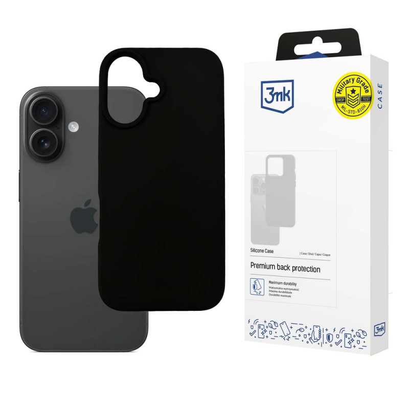 3mk Silicone Case Apple iPhone 16 Plus, melns