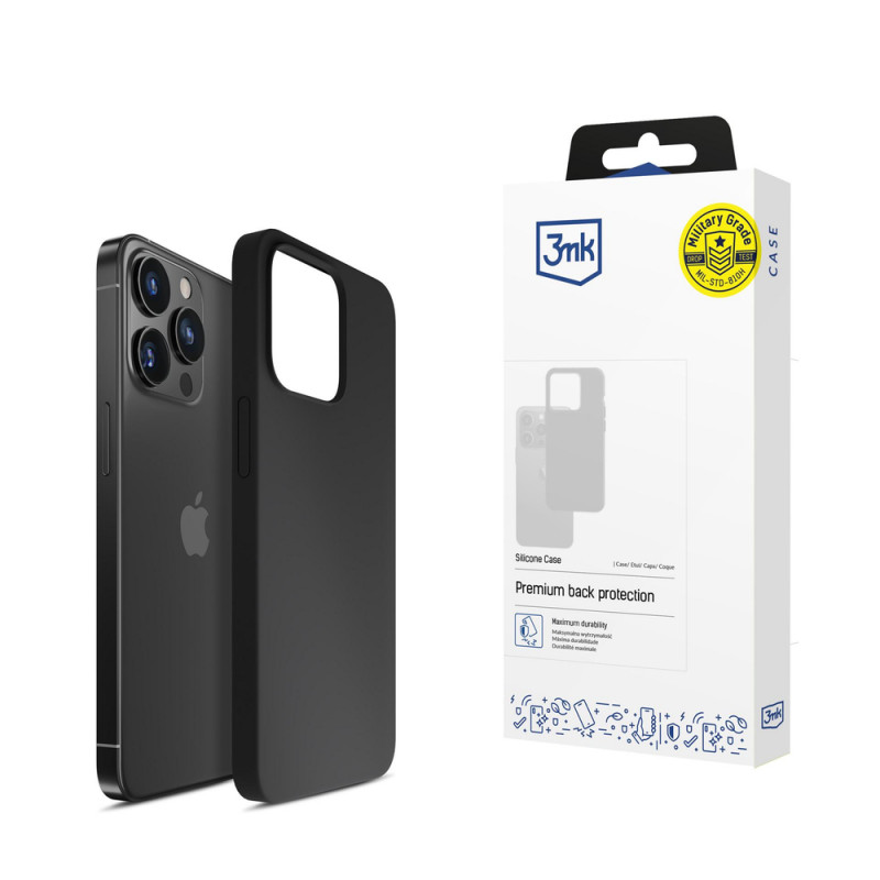 3mk Silicone Case Apple iPhone 16 Pro, melns