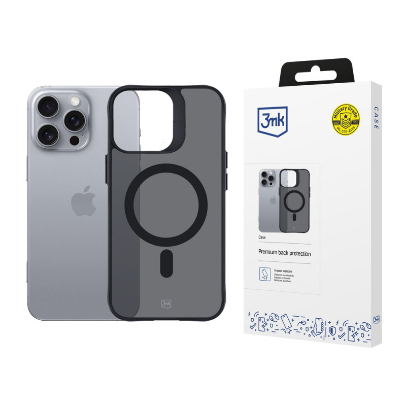 3mk Smoke MagCase ar MagSafe Apple iPhone 16 Pro Max (W-3SmoMaCa-AiP16PM-0), daļēji caurspīdīgs