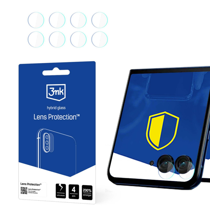 3mk Lens Protect hibrīdā stikla kameras objektīva aizsargs Motorola Razr 50 (priekšējai kamerai), 4 gab.