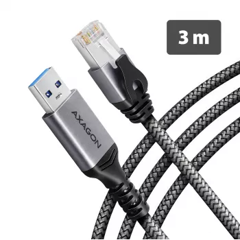 Goobay AXAGON ADE-AM30 USB-A Gigabit Ethernet adapteris ar iebūvētu 3 m CAT6 kabeli, RJ-45