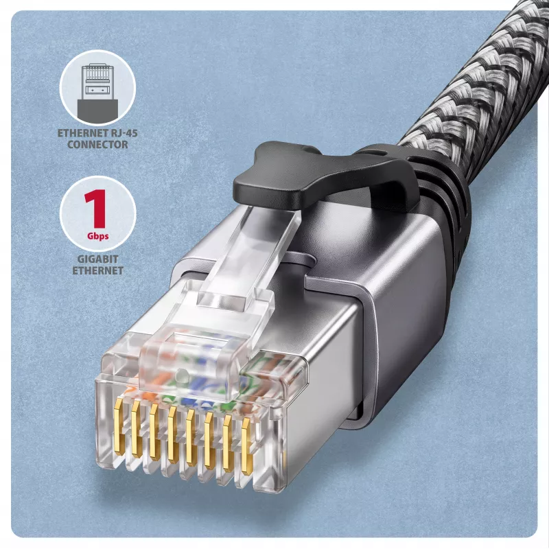 Goobay AXAGON ADE-CM15 USB-C Gigabit Ethernet adapteris ar iebūvētu 1,5 m CAT6 kabeli, RJ-45