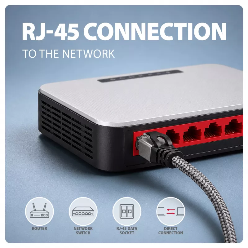 Goobay AXAGON ADE-AM50 USB-A Gigabit Ethernet adapteris ar iebūvētu 5 m CAT6 kabeli, RJ-45
