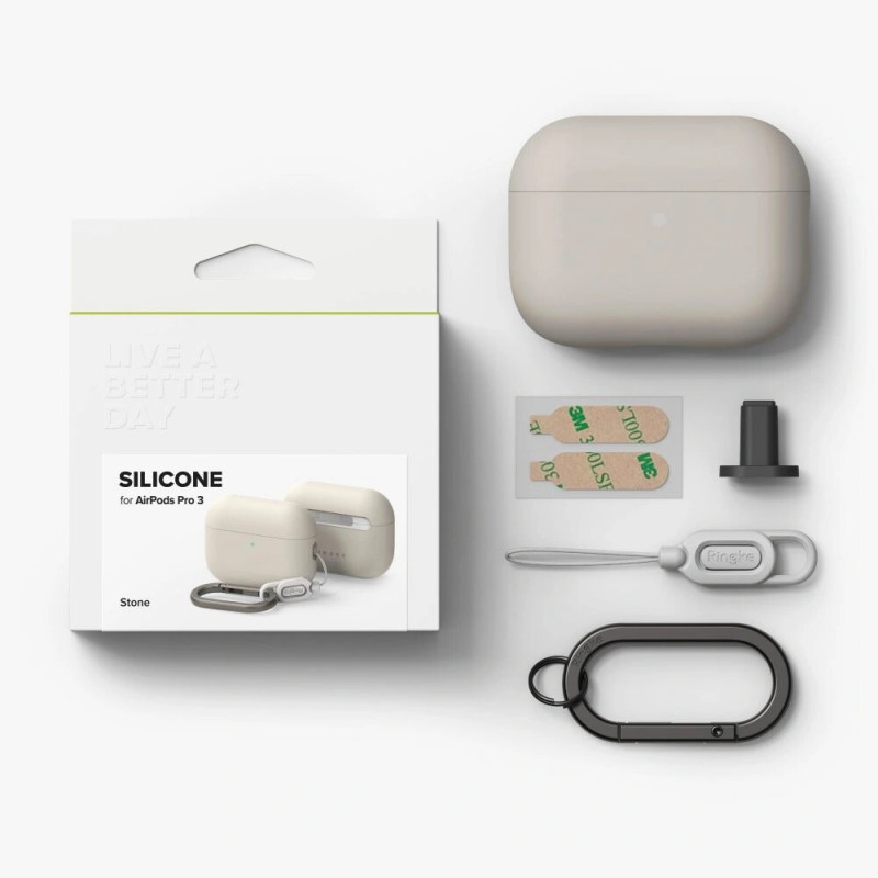 Ringke silikona apvalks Apple AirPods Pro 3, Stone (bēšs)