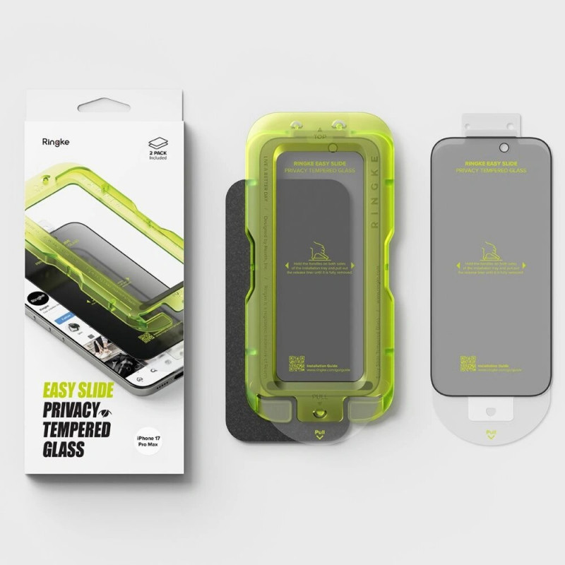 Ringke Easy Slide Privacy rūdītais stikls ar konfidencialitātes filtru Apple iPhone 17 Pro Max (2 gab.)