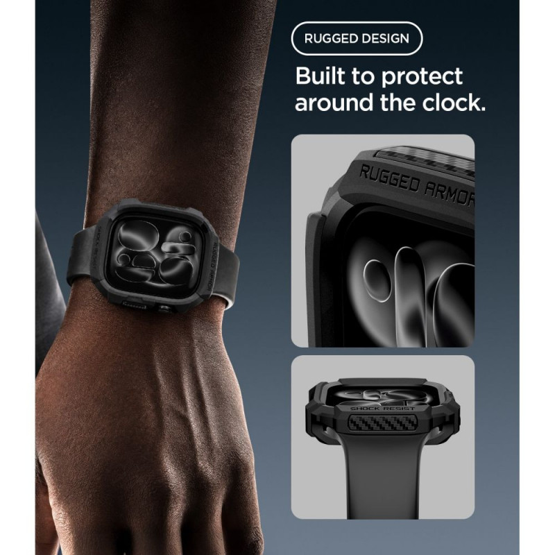 Spigen Rugged Armor ACS11886 Apple Watch 12 46 mm maciņš, matēti melns