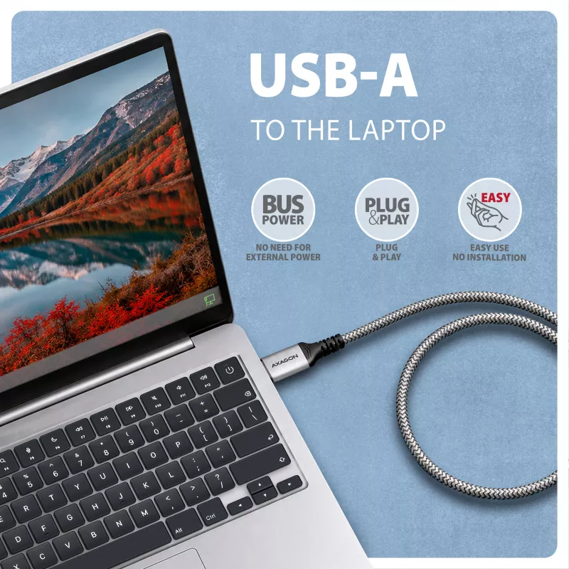 Goobay AXAGON ADE-AM15 USB-A uz Gigabit Ethernet adapteris ar iebūvētu 1,5 m CAT6 kabeli
